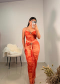 Vestido largo tropical naranja