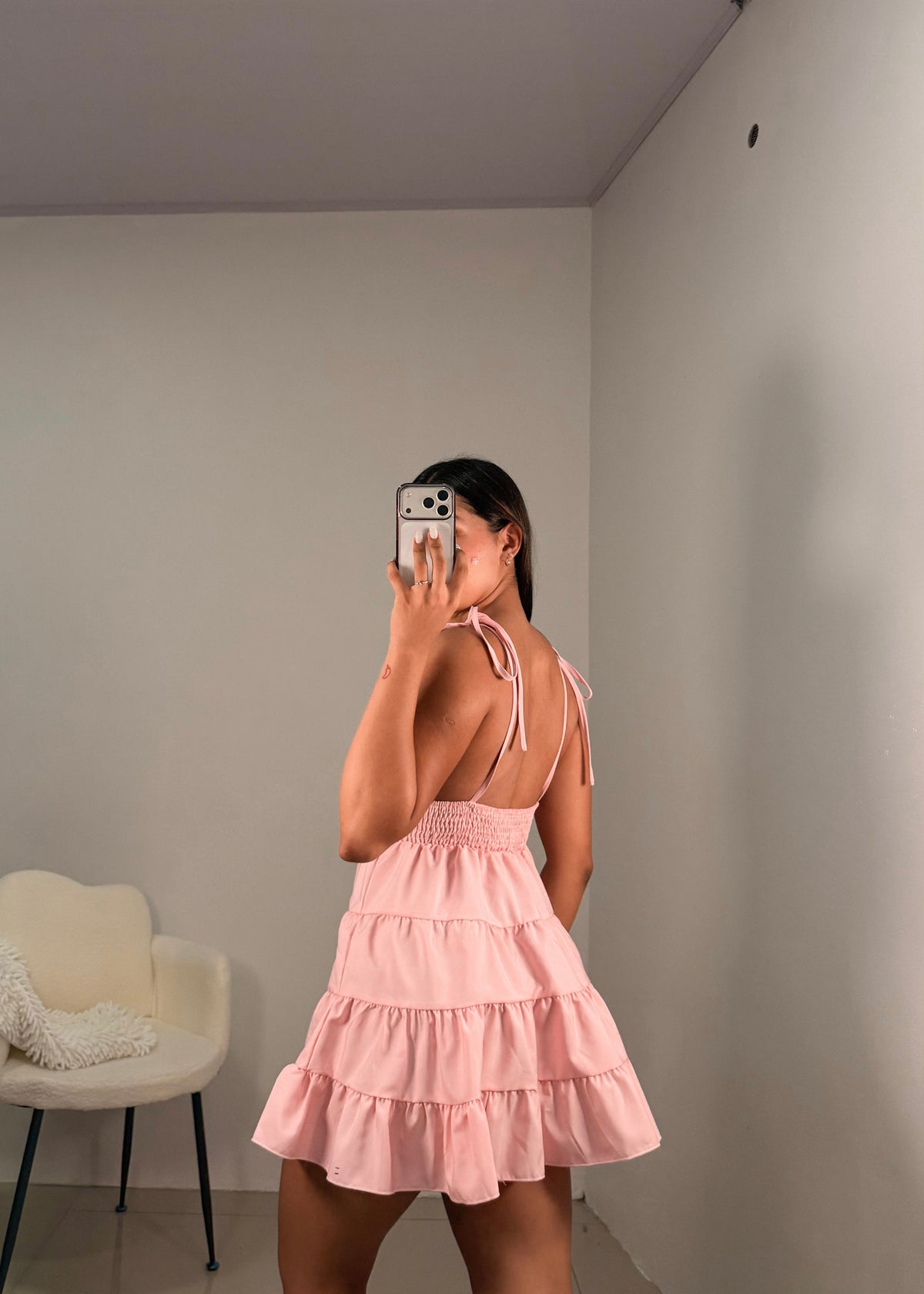 Vestido rosa corto