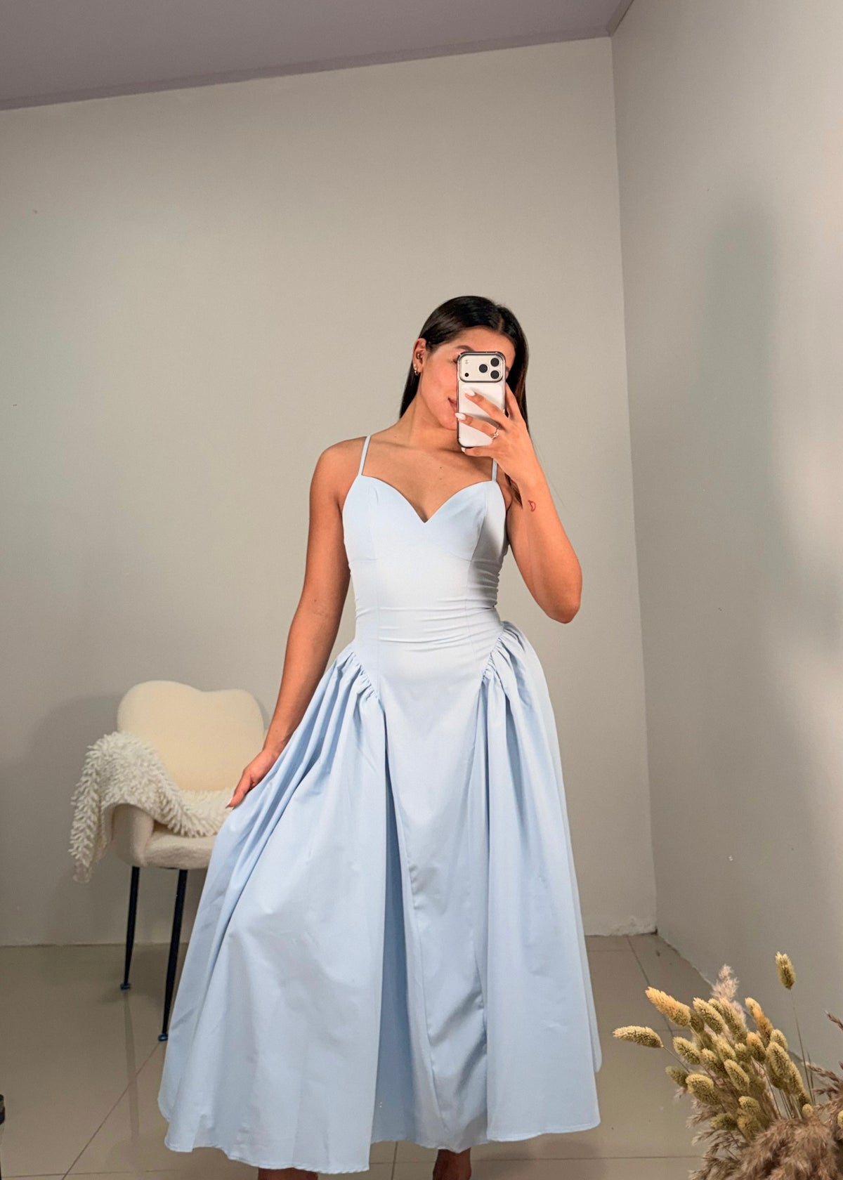 Vestido celeste largo