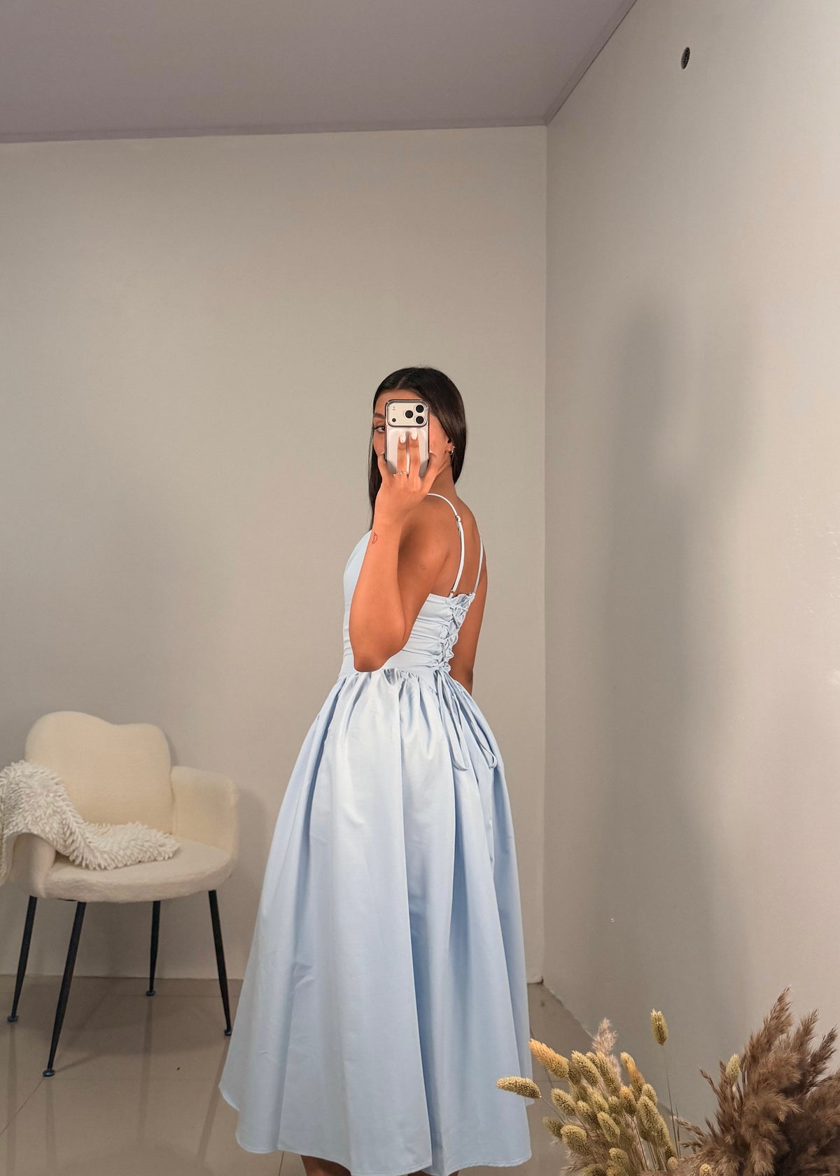 Vestido celeste largo