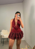 Set rojo vino con falda