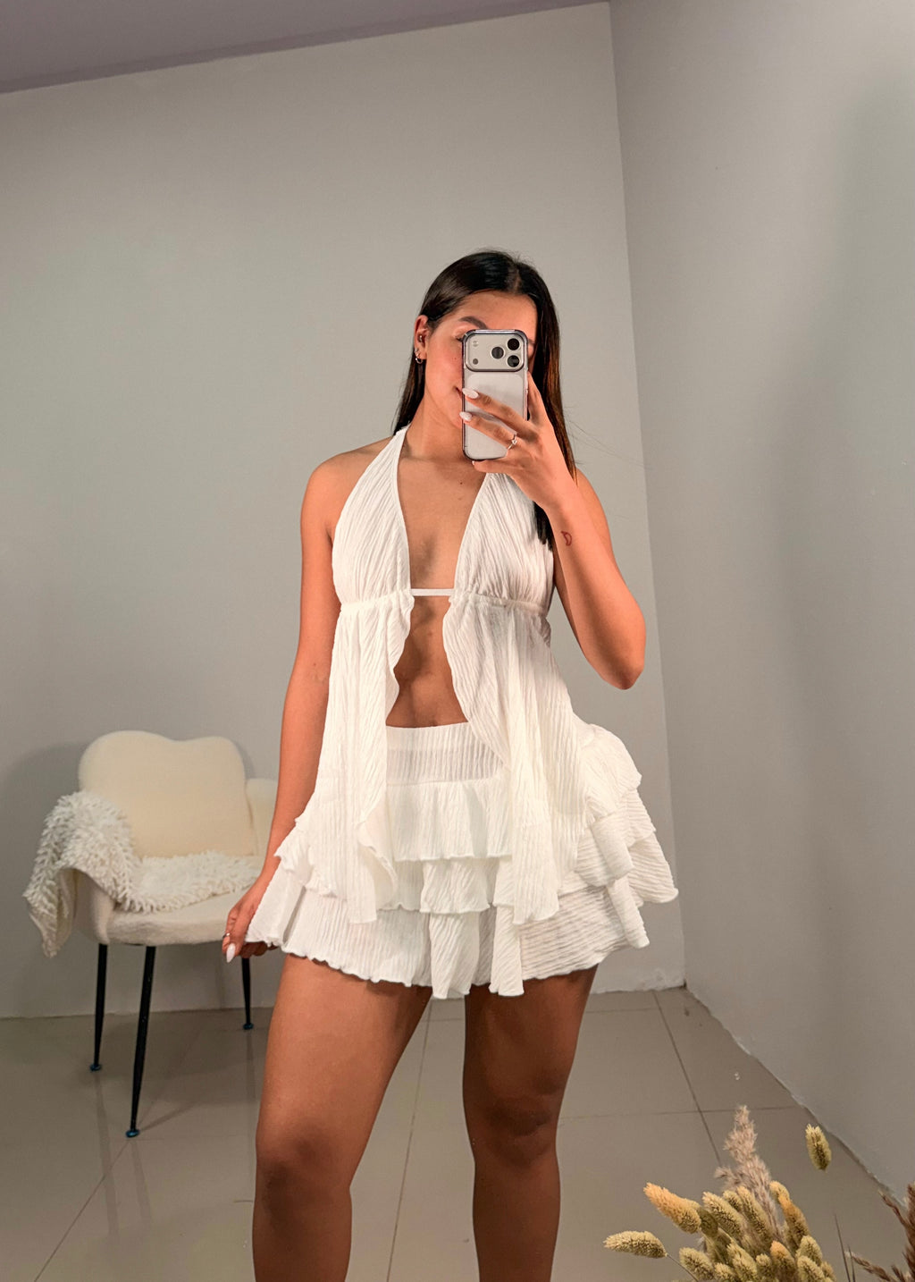 Set blanco con falda